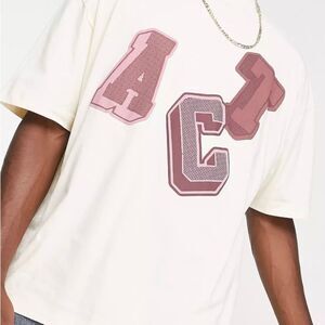 ASOS Actual oversized t-shirt with large logo placement in neutral. NWT L